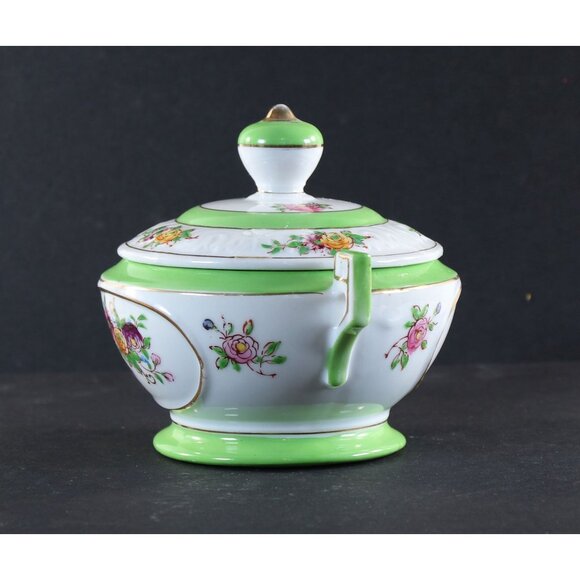 Very Unique Sugar Bowl Made in Japan 24k Gold Trim Rose Pattern 1950s GC - Picture 3 of 13